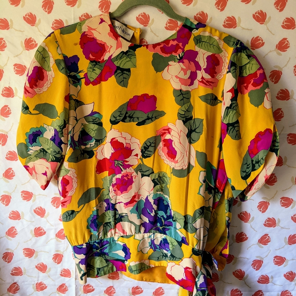 Albert Nipon vintage floral silk shirt